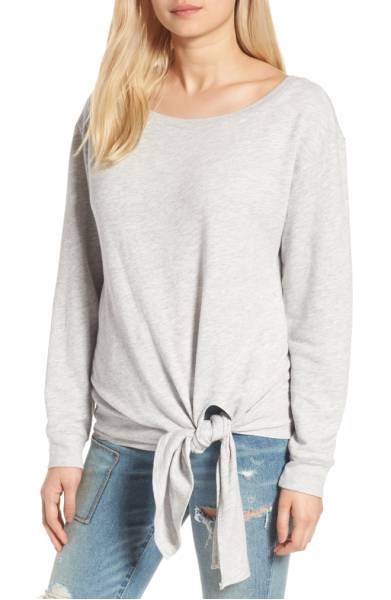 tie front pullover